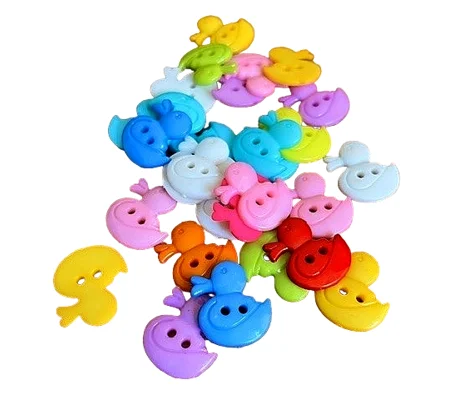 5 x Duck shaped 2 hole Buttons Various Colours supplied 2 x 2cm. Pack of 5