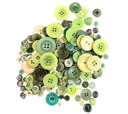 Assorted Green buttons 100g (As Shown) Great for Arts and crafts