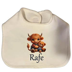 Personalised Highland cow  Baby Bib