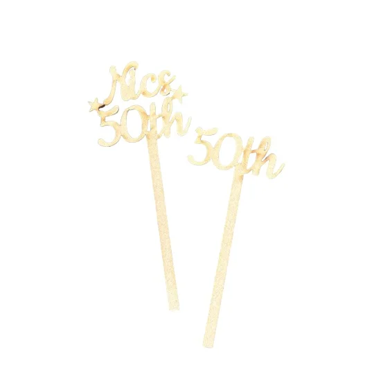wooden cake topper named 50th kettering northamptonshire