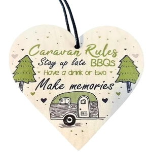 Caravan Rules Hanging Heart Sign
