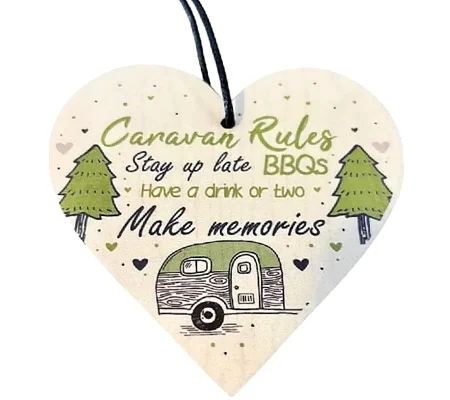 Caravan Rules Hanging Heart Sign