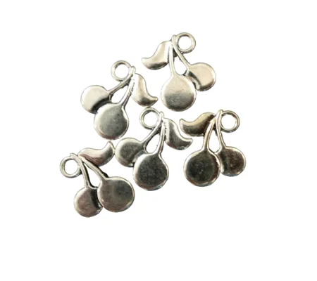 5 x Cherry Cherries Metal Charms. Jewellery Arts Crafts,