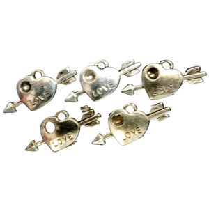 Love Heart with Arrow Metal Charms x 5