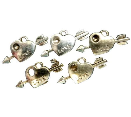 Love Heart with Arrow Metal Charms x 5