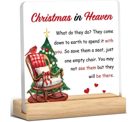 Christmas in heaven Standing Wooden Base Sign