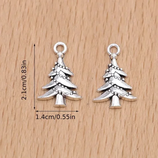 Christmas Tree Metal Pendant Charms Measurements