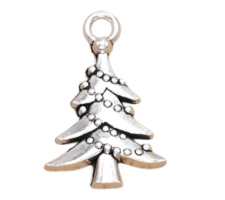 5 x Christmas Tree Metal Pendant Charms