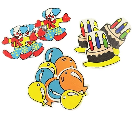 Set of 3 Clown, Cake, Balloons Card or Cake Embellishments