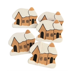 5 x Wooden Cottage Card or Cake Embellishments