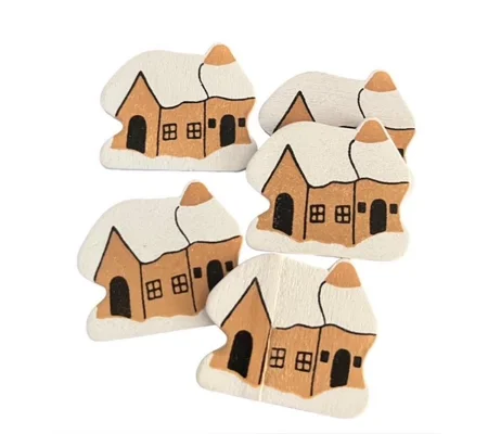 5 x Wooden Cottage Card or Cake Embellishments