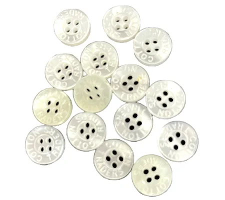 4 x White Pearl Cotton Trader Buttons 1cm x 1cm