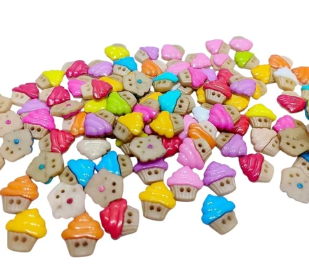 10 x Cup Cake Buttons Various Colours