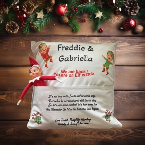 Personalised Christmas Elf Cushion with pocket