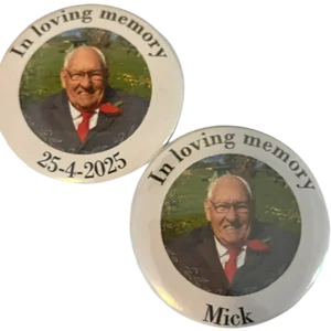 In loving memory badge with photograph
Buttons and bows Kettering Northants
