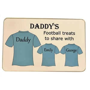 Personalised Dad's football Treat, Sweet Tin