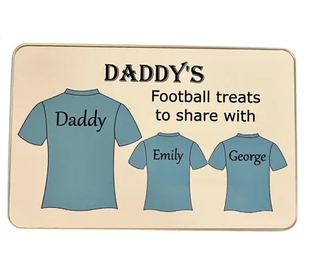 Personalised Dad's football Treat, Sweet Tin