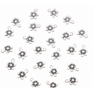 Daisy Flower Metal Charms x 5
