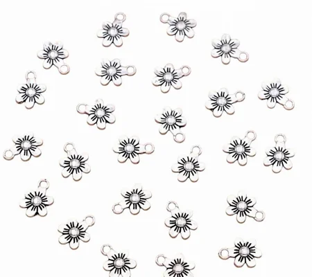 Daisy Flower Metal Charms x 5