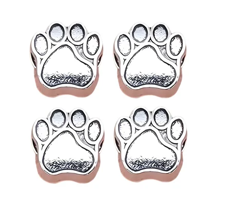 Dog Paw Metal Bead Charm Pack of 4
