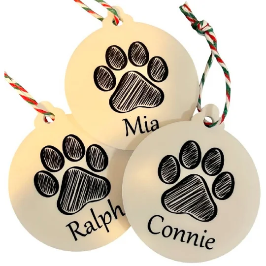 Bauble with Dog Paw and Personalised Name