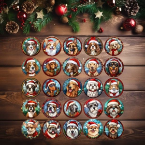 Dog Christmas Baubles Stained Glass Design