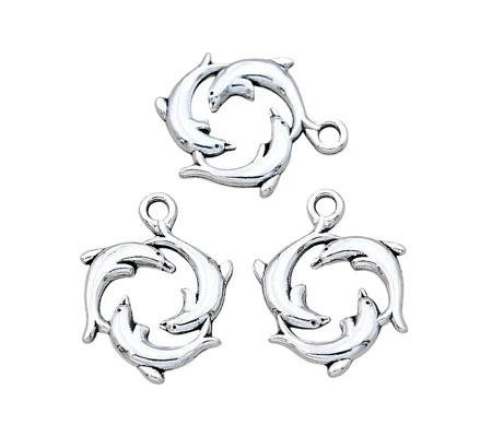 5 x Dolphin Design Metal Pendant Charms