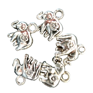 5 x Elephant with Rose Metal Charms