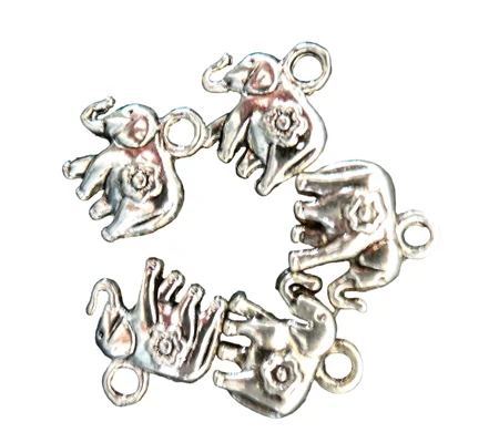 5 x Elephant with Rose Metal Charms