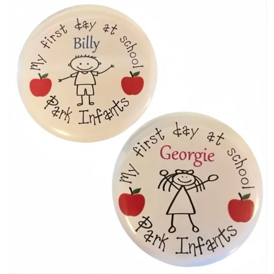 Personalised first day at school badge
Buttons and bows Kettering Northants