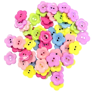 10 x Colourful Flower 1.5cm Buttons Asst Colours Supplied