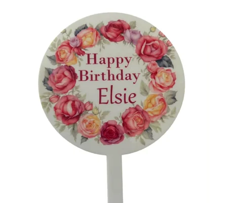 Personalised Floral Design Birthday Cake Topper
