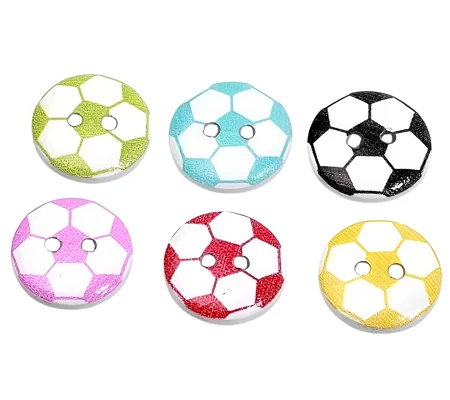 5 x Football Buttons Assorted Colours