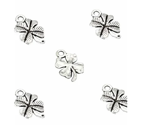 Lucky 4 Leaf Clover Metal Charms x 5