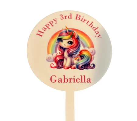 Personalised Unicorn Birthday Cake Topper