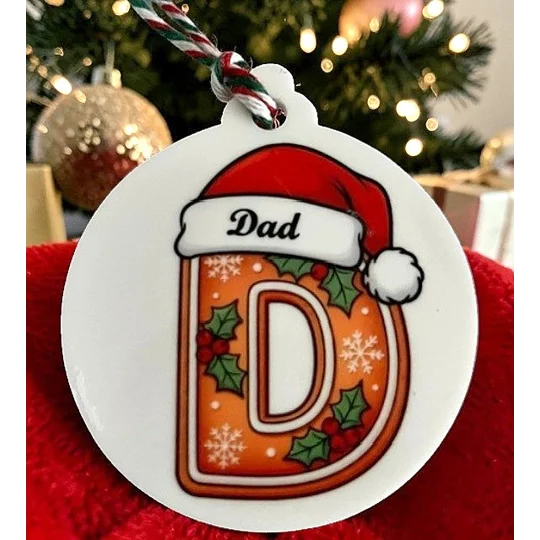 Personalised Gingerbread Alphabet Christmas Bauble Letter D