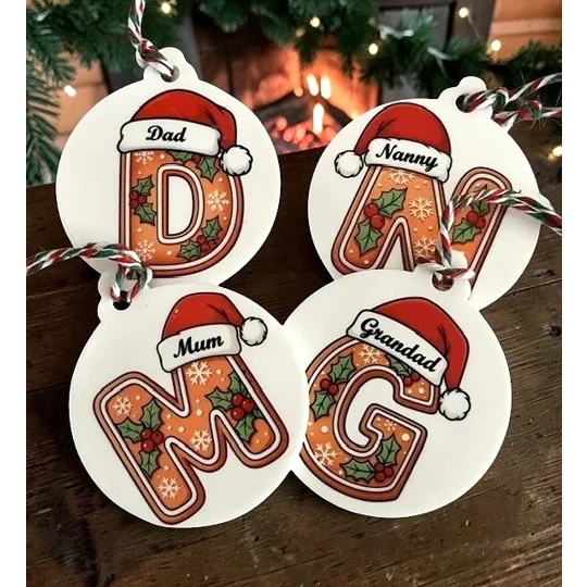 Personalised Gingerbread Alphabet Christmas Bauble Group of 4
Buttons and bows Kettering Nortthants
