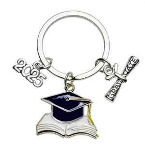 Graduation Keyring, with Mortar Board and scroll charms