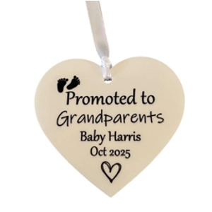 Personalised Promoted to Grandparents Heart Sign