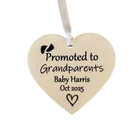Personalised Promoted to Grandparents Heart Sign