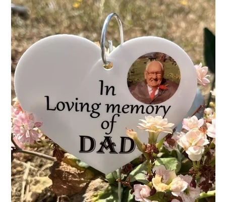 Personalised Hanging in Loving Memory heart with picture
