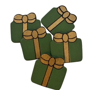 5 x Green Wooden Present Gifts Card or Cake Embellishments