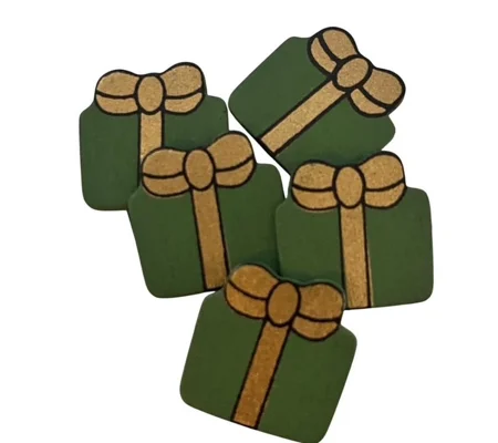 5 x Green Wooden Present Gifts Card or Cake Embellishments