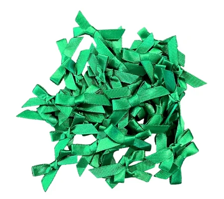 10 x Green Coloured Satin Bows Tied 1cm x 4cm