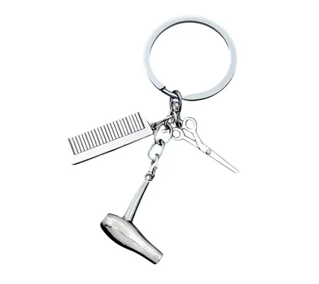 Hairdresser Barber Metal Keyring with tools