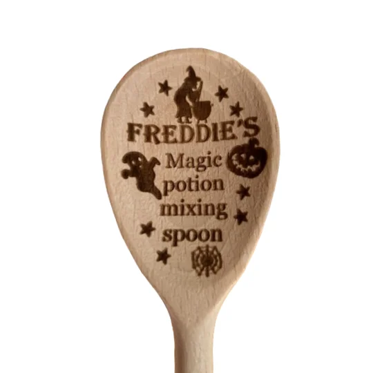 Personalised Halloween magic potion mixing spoon witch ghost pumpkin kettering northamtonshire