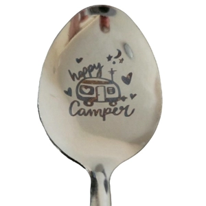 Happy Camper Metal Spoon with Caravan