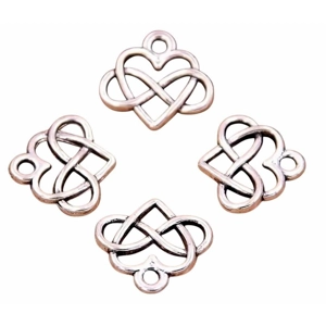 5 x Pierced Heart with Infinity Sign Metal Charms