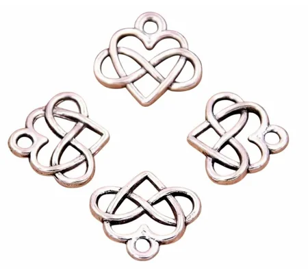 5 x Pierced Heart with Infinity Sign Metal Charms