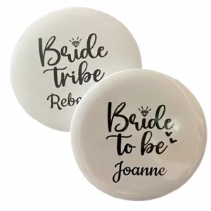Personalised Bride Hen Wedding Party Badge Buttons and bows Kettering Northamptonshire